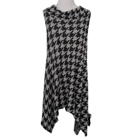 bryn Walker Sweaters - Bryn Walker Houndstooth Vest Womens Size Large Fleece Wool Gray Lagenlook Artsy